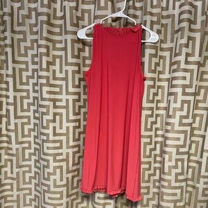 Lightweight peach mid length dress.